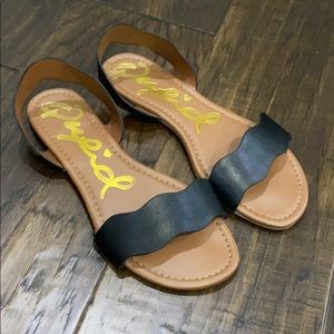 QUPID open toe sling back flat sandal